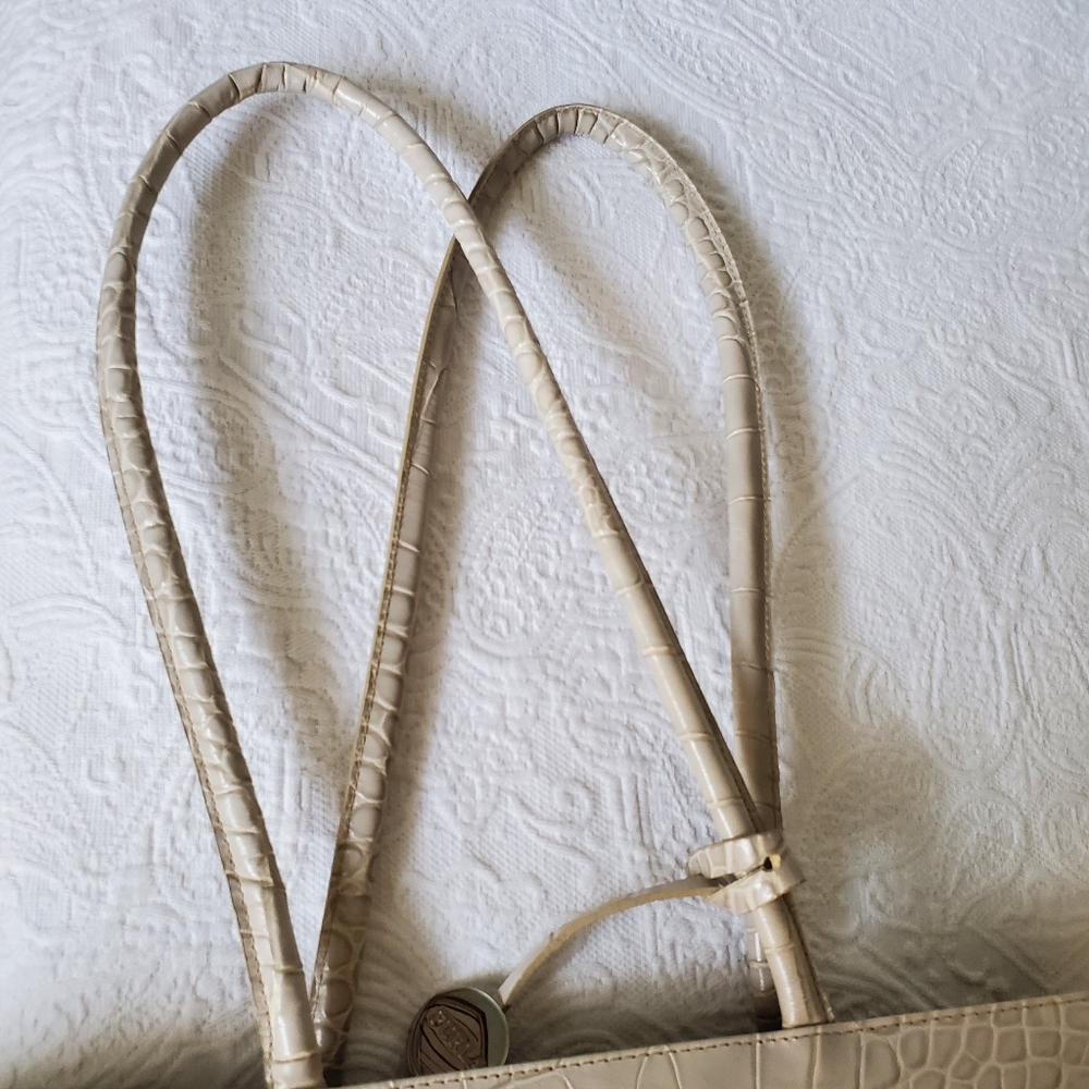 Furla Light Taupe/ Ecru Leather Croc Embossed Sholder Bag /Tote Bag with Dustbag - Picture 15 of 15